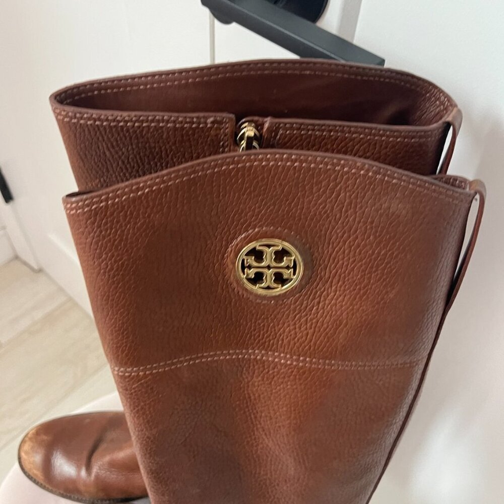 Tory Burch Brown Leather Riding Boots Size 9 - Picture 2 of 9